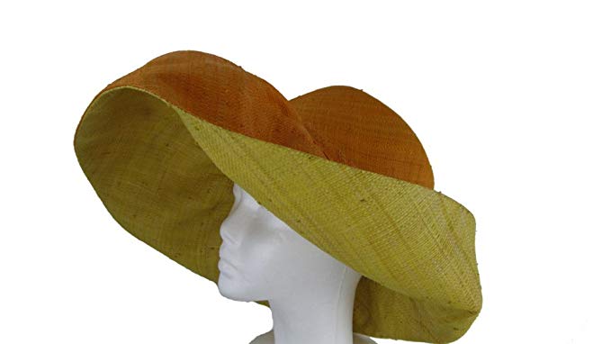 Goal 2020 Madagascar Raffia Wide Brim Sun Hats: Natural, Black, Orange, Yellow