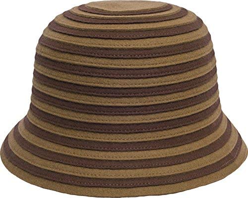 San Francisco Hat Company Women's Wool Felt BonBon Striped Cloche Hat (Brown/Mocha)