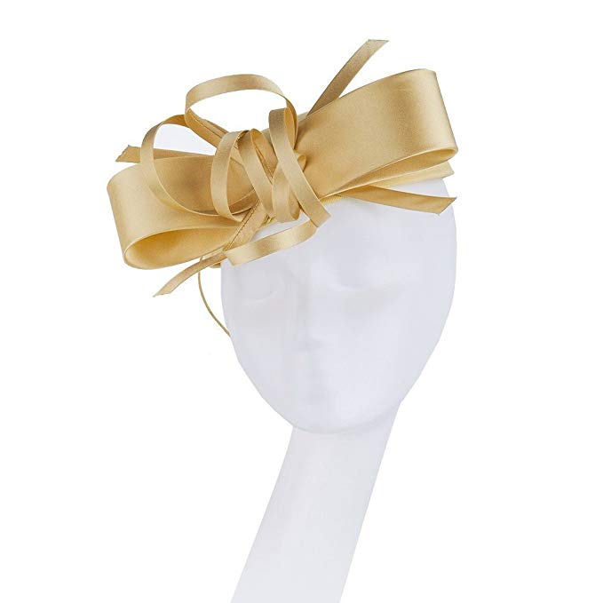 Janeo Kate Pillbox Fascinator Hat Headwear. Classic, Crisp and Clean Shape with Bows. Pearlised Satin Pill Box in 5 Versatile Colours: Duck Egg Blue, Off-White, Classic Red, Dusky Pink and Champagne