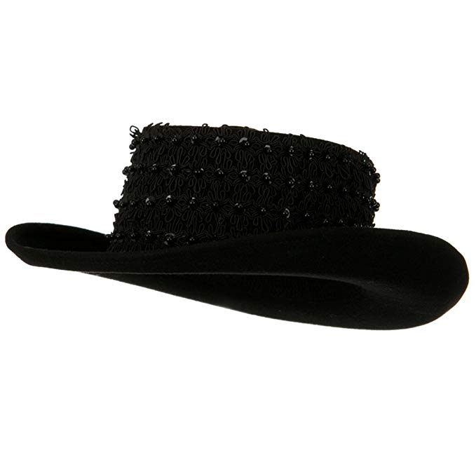 Beads Band Wool Felt Hat - Black W24S41C