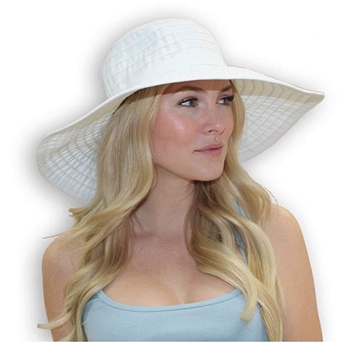 sungrubbies Women's Wide Brim Packable Sun Travel Hat for Large Heads - Ginger