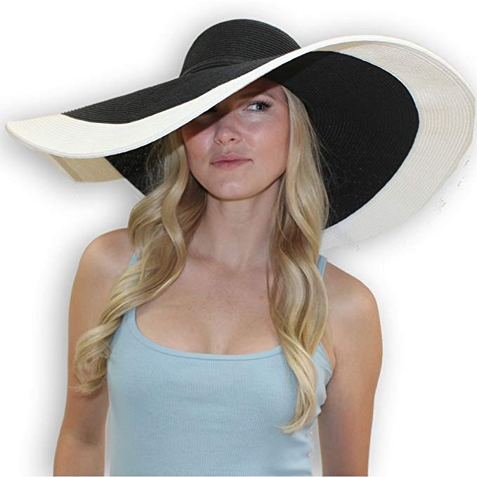 sungrubbies Rebecca 8 Inch Wide Brim Derby Sun Hat Large - UPF 50 Sun Protective Hat For Women