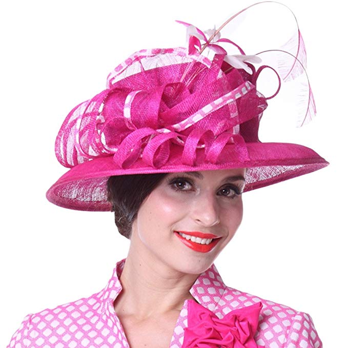 Kueeni Women Hats Feather Fashion Lady Party Wedding Dress Wear Sinamay Hats