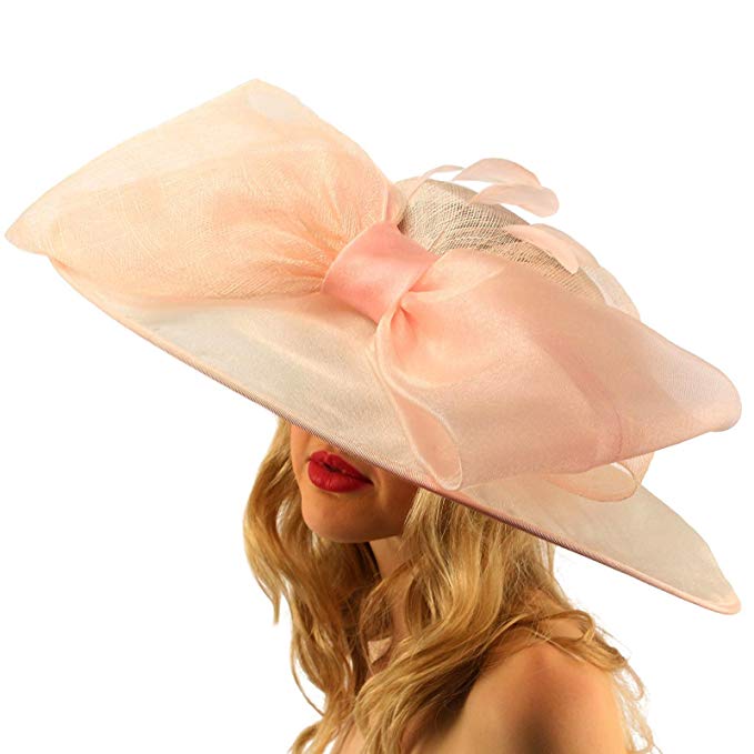 Passionate Sinamay Organza Big Ribbon Derby Floppy Wide Brim 7