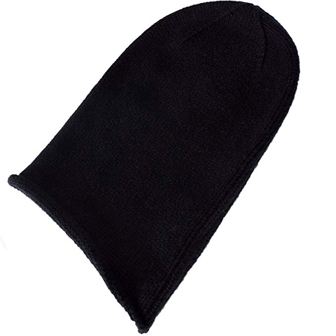 Love Cashmere Women's 100% Cashmere Beanie Hat - Black - Hand Made in Scotland by RRP 120