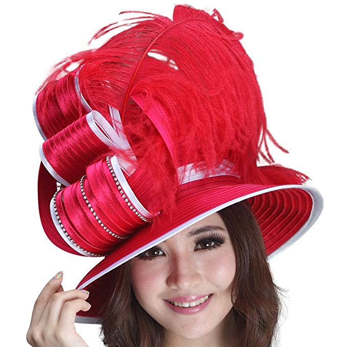 June's Young Women Hat for Church Special Occasion Feather Party Tea Church Wedding