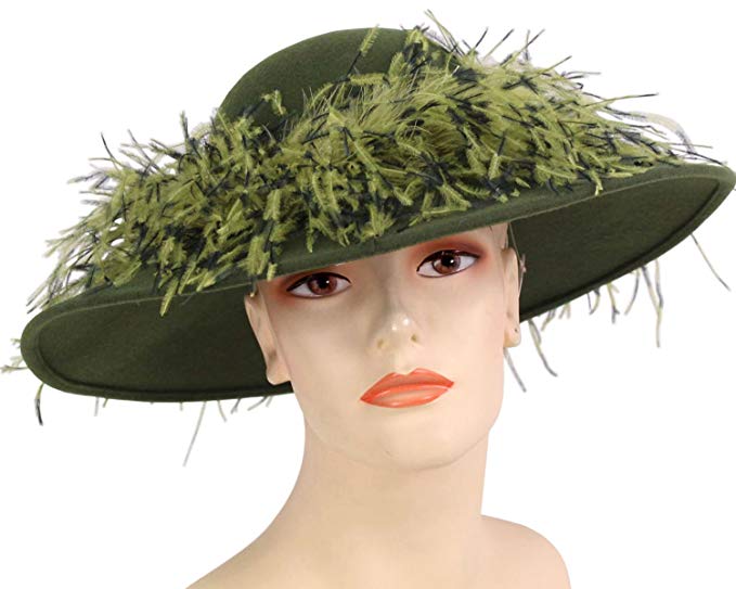 Ms Divine Women's Large Brim Wool Church Dress Formal Hats #2392