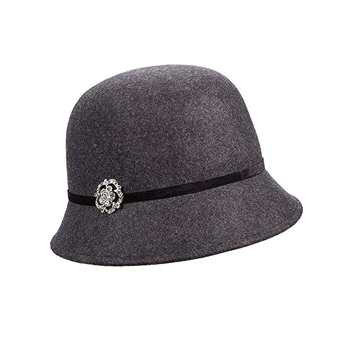 Callanan Wool Felt Cloche with Broach Winter Hat