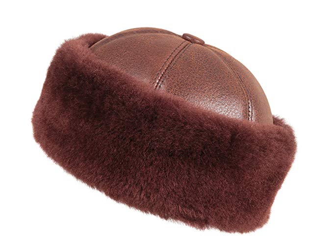 Zavelio Women's Shearling Sheepskin Winter Fur Beanie Hat