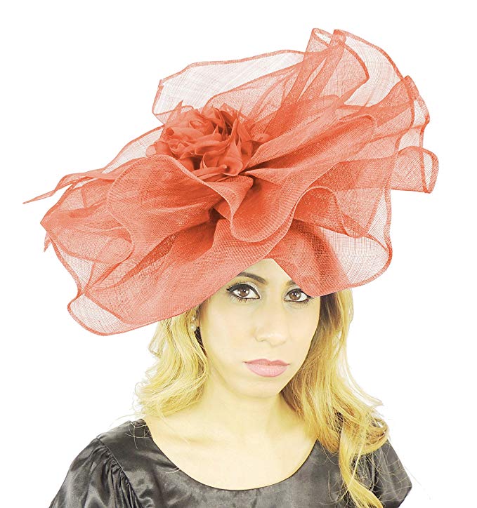 Gorgeous Amelia Burnt Orange Large Sinamay Flower Ascot/Derby Fascinator Hat Headband