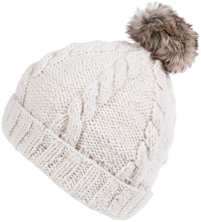 Nirvanna Designs CH702 Rope Beanie with Fleece and Faux Fur Pom