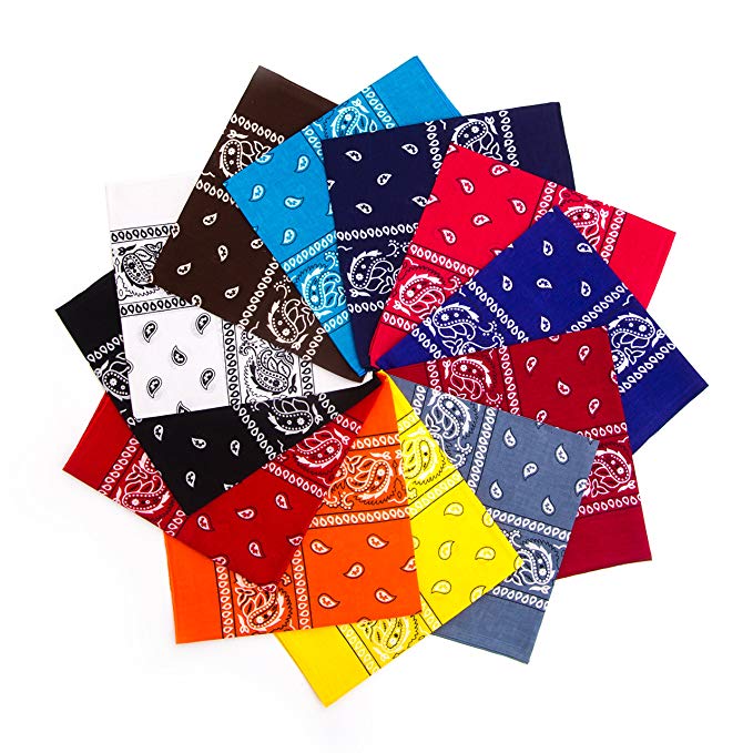 Simes Bandana, 12 Pack Bandanas for Men, Women, Novelty Headband, Rave Mask