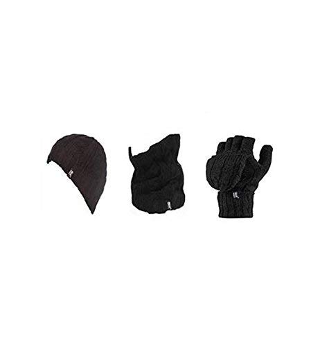 HEAT HOLDERS - Thermal Fleece Cable Knit Hat, Neck Warmer and Converter Gloves Set for Women Winter