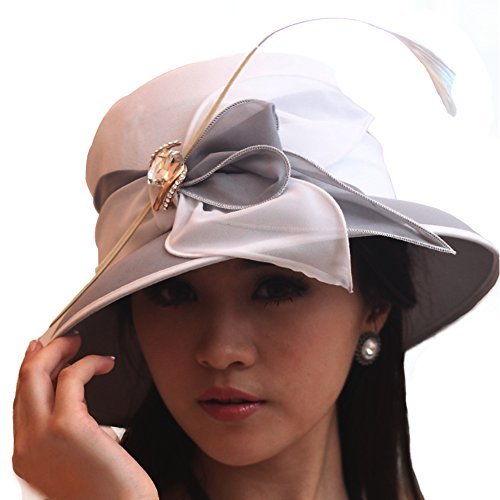 June's Young Women Hat Formal Dress Hat Chiffon Fabric Feather Two Tone Colors