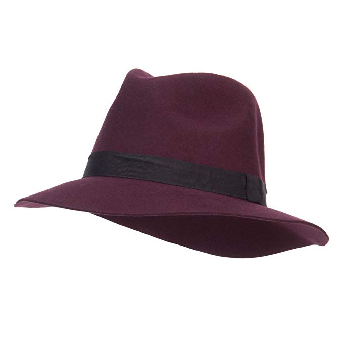 Hatiya Women's Wool Felt Big Brim Fedora