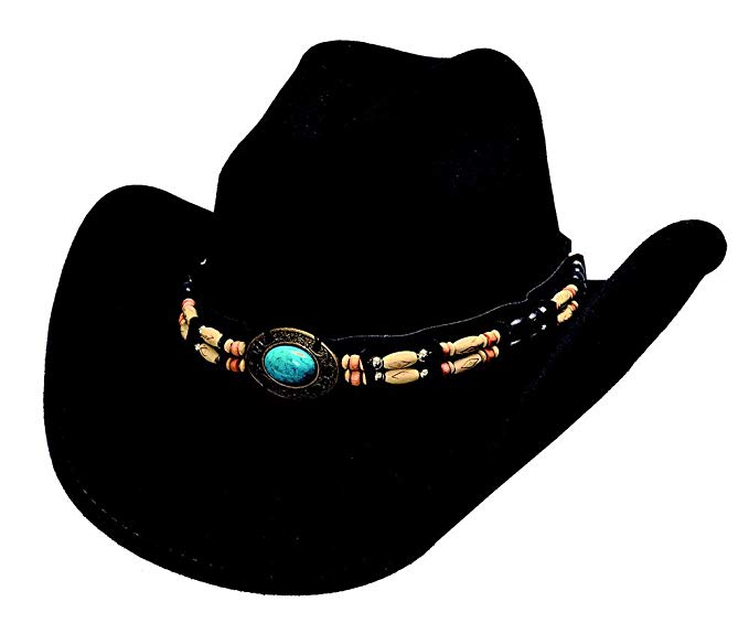 Bullhide Fortune Felt Hat with Turquoise and Barrel Beads 0581BL