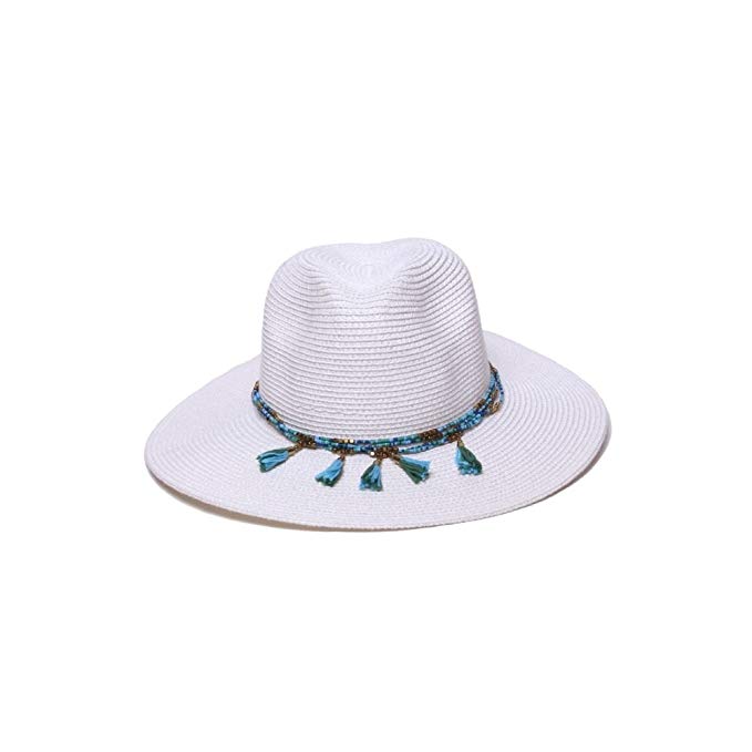 Gottex Women's Gitana Fedora Sun Hat w/Bead & Tassel Trim, Rated UPF 50+ For Max Sun Protection