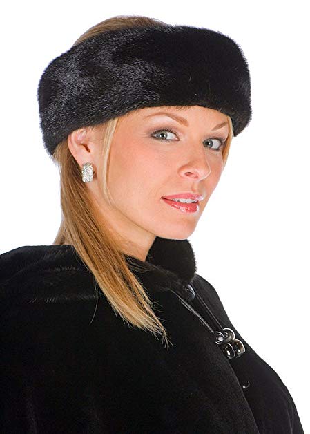 Madison Avenue Mall Real Genuine Mink Fur Headband Womens Headwrap Black