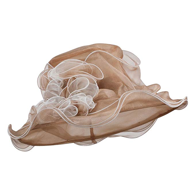 Two Tone Ruffle Accent Organza Hat