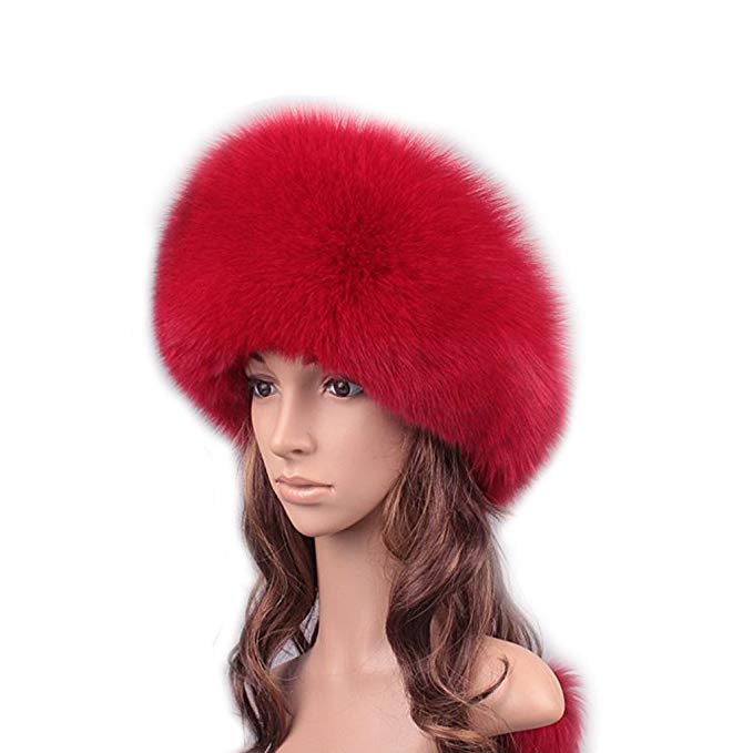 UK.GREIFF Women's Fashion Fox Fur Adjustable Hat Winter Cap