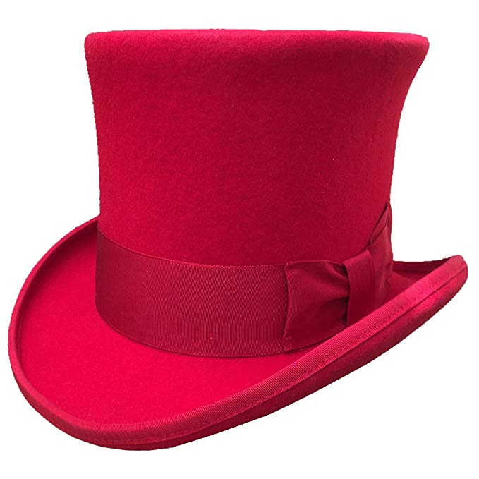 Red Wool Felt Top Hat Victorian Mad Hatter 7