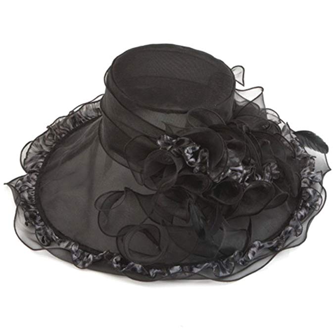 Classic Kentucky Derby Party Flower Organza Hat w/Animal Print Trim