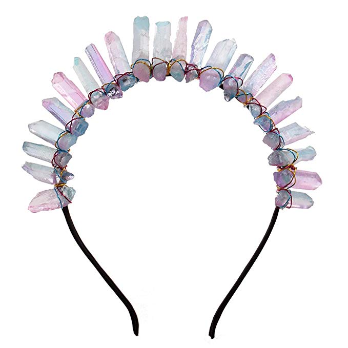 GRACEART Raw Crystal Quartz Tiara Mermaid Crown Headband