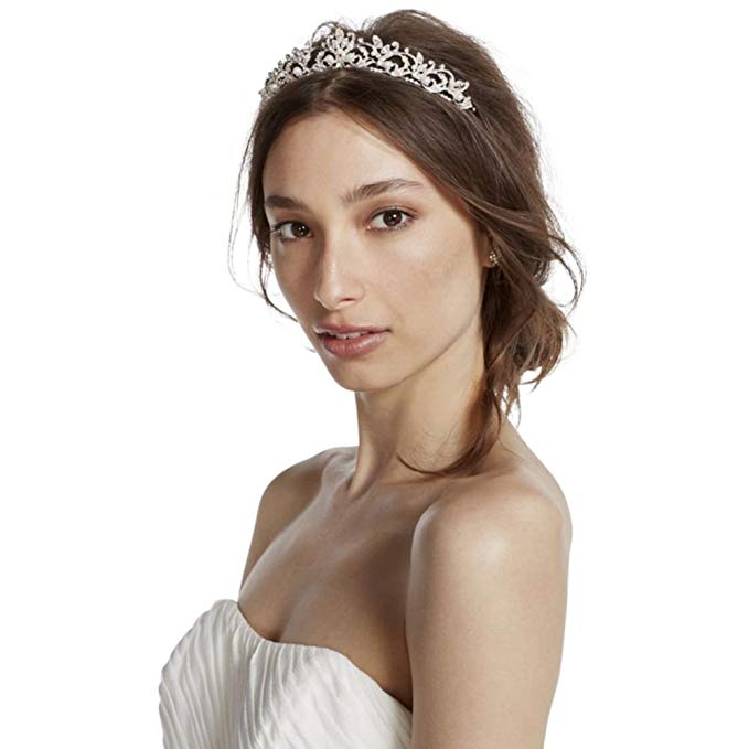 Mid Height Tiara with Pearls and Crystals Style T10B116