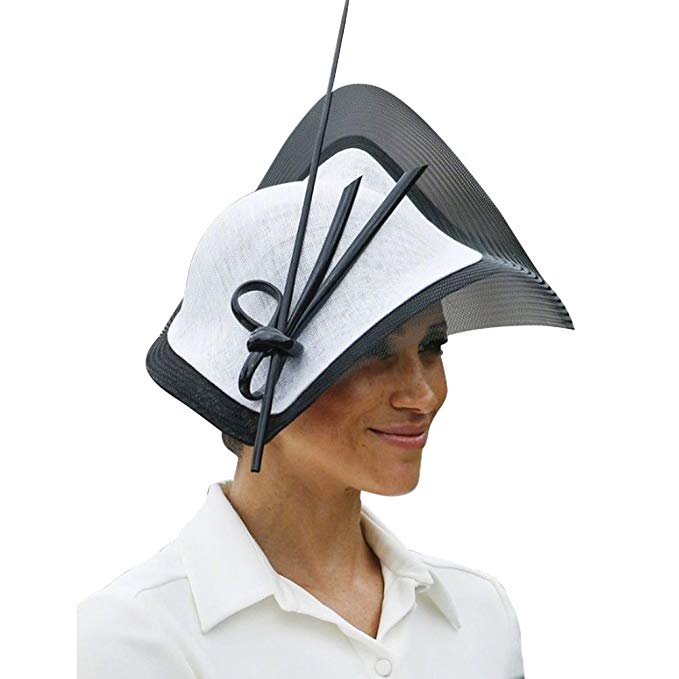 June's Young Fascinators Hat Sinamay Tea Party Headwear Girls Women Black White Color