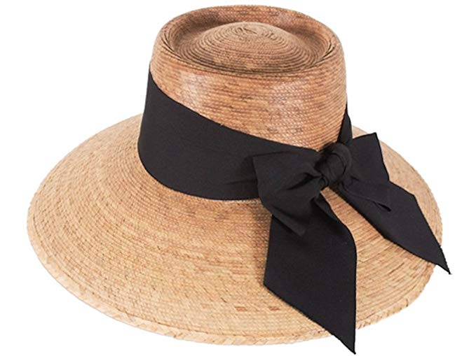 Tula Hats Women's Joliet Black Bow Hand Woven Palm Hat UPF 50+