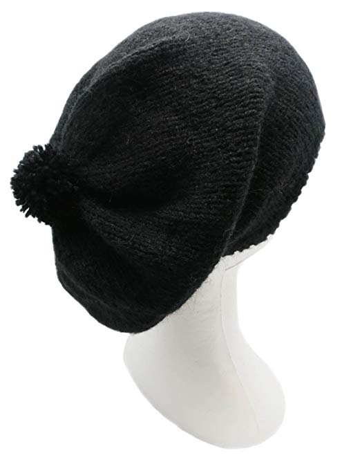 Handmade Alpaca Rasta Hat - Pure Black (Knitted By Hand)(MADE TO ORDER)