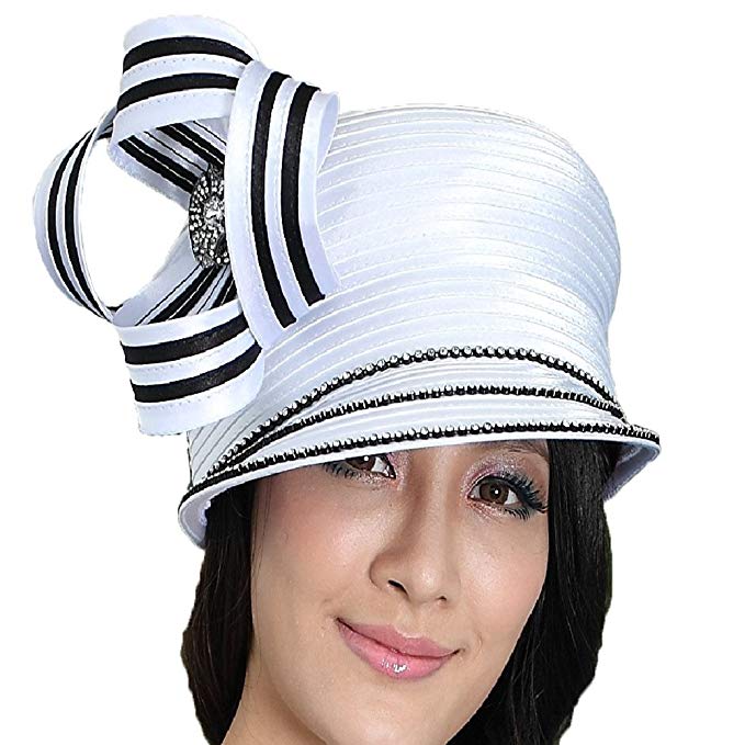 June's Young Women Hat Church Hats for Women Satin Hat Ribbon Bright Color
