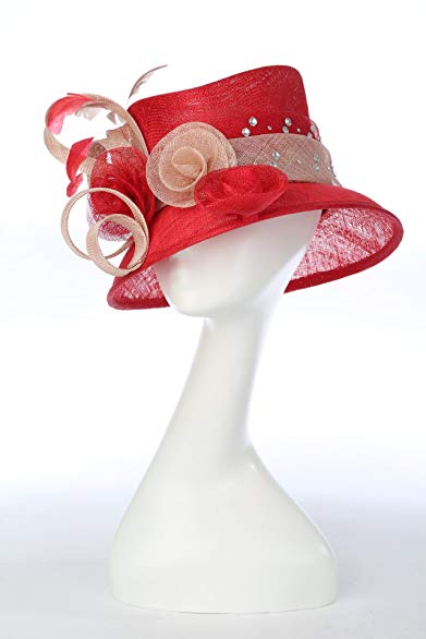 Women's Church Kentucky Derby Wedding Sinamay Organza Wide Hat