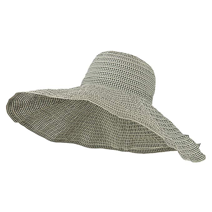 Gingham Ribbon Crushable Sun Hat