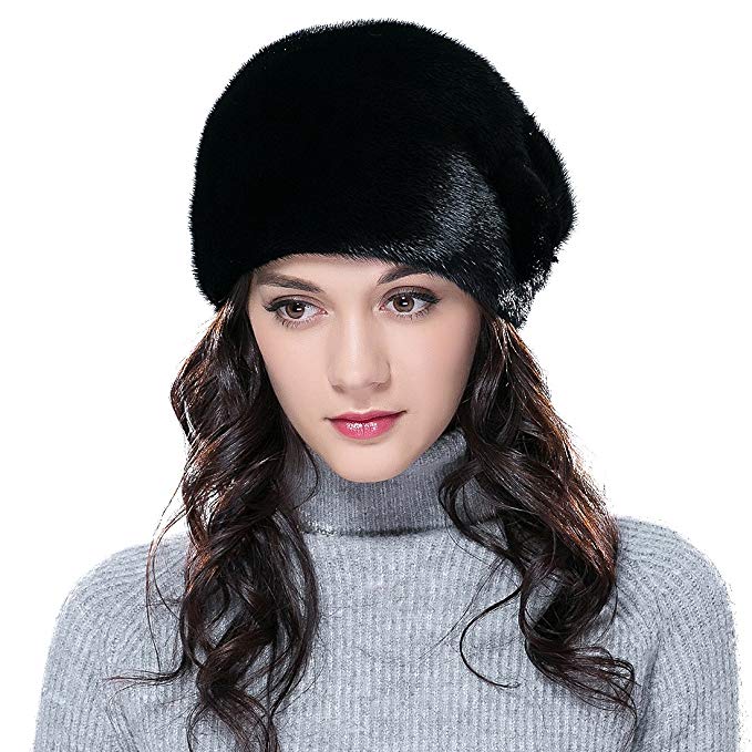 URSFUR Mink Fur Women's Cloche Hat Round Top