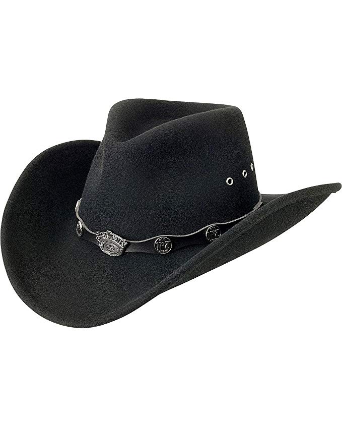 Jack Daniels Men's Daniel's Logo Conchos Crushable Wool Felt Cowboy Hat Black X-Large