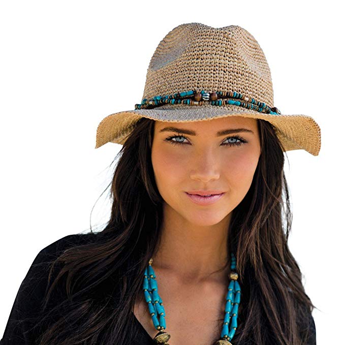 Womens Fedora Bora Bora Womens Sun, Beach Hat (Natural)