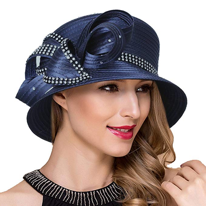 Women Kentucky Derby Church Dress Cloche Hat Fascinator Floral Bucket Hat S052