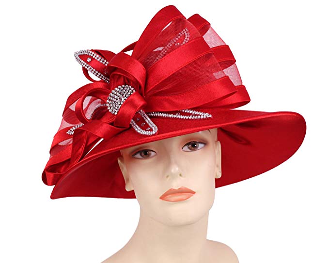 Ms Divine Women's Satin Year Round Church Dress Formal Hats #HL54