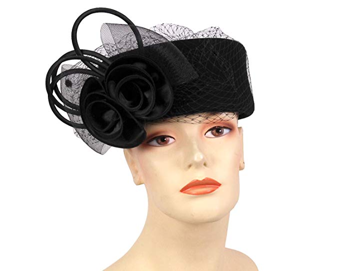 Ms Divine Women's Wool Pillbox Church Hats Dress Formal Hats HL24