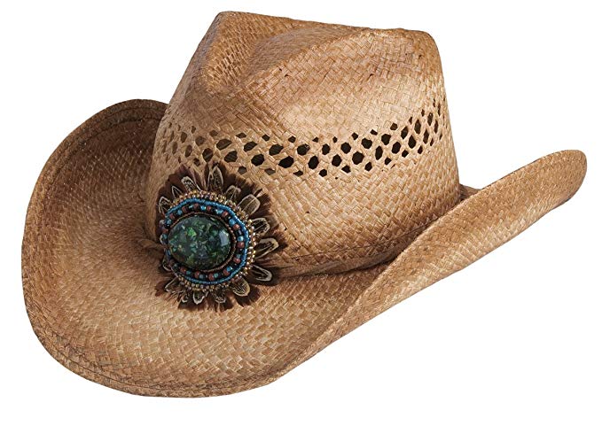 Conner Hats Women's Navajo Western Bead and Feather Raffia Hat