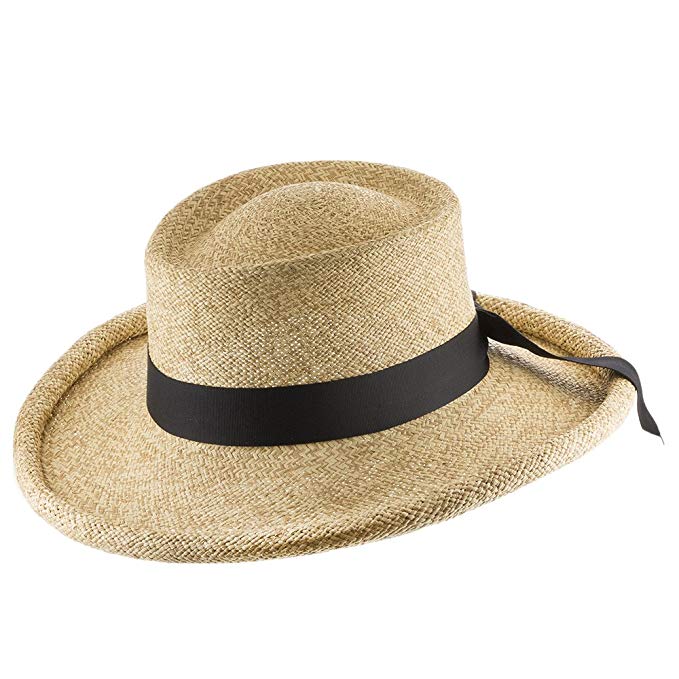 Ultrafino Malibu Gambler Straw Panama Hat with Rolled-Up Brim