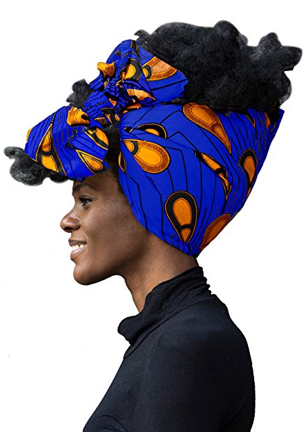 African Head Wrap Extra Long 72”x22”Wax Print Head Scarf Tie for Women