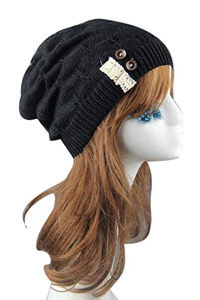 vimans Girls Beautiful Lace Beanie Hats for Women Knit Hat Skull Cap Beanie