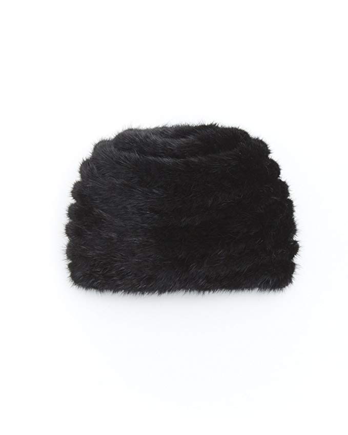 Knit Mink Fur Beehive Hat