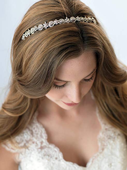 USABride Vintage Art-Deco Inspired Headband, Rhinestone Bridal Headpiece 3158