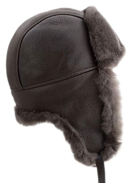 buyfurhat Women's Trapper Ushanka Aviator Russian Sheepskin Hat