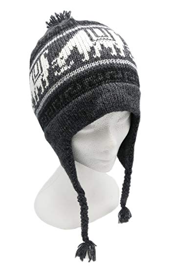 Handmade Lightweight Alpaca Hat with Earflaps - Charcoal Gray