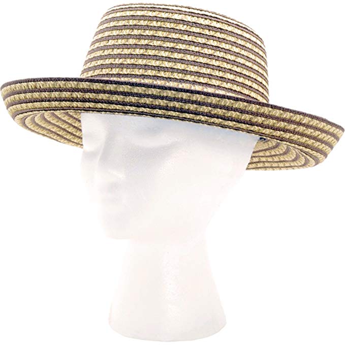 Sloggers Faby, Women's Short Brim Two Tone Braided Hat, Light and Dark Brown, Wo's Size Medium, Style 4412BN-UPF 50+ (Discontinued by Manufacturer)