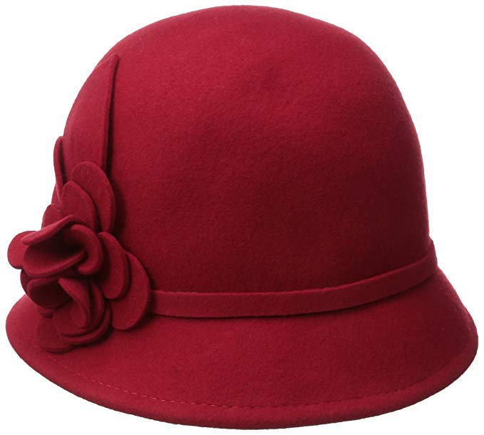 Nine West Women's Felt Cloche Hat with Self Flower